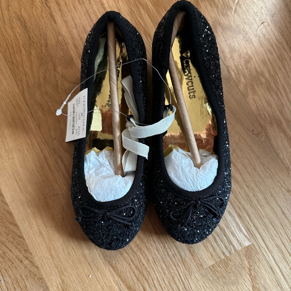 Crewcuts Black Sparkle Ballet Flats